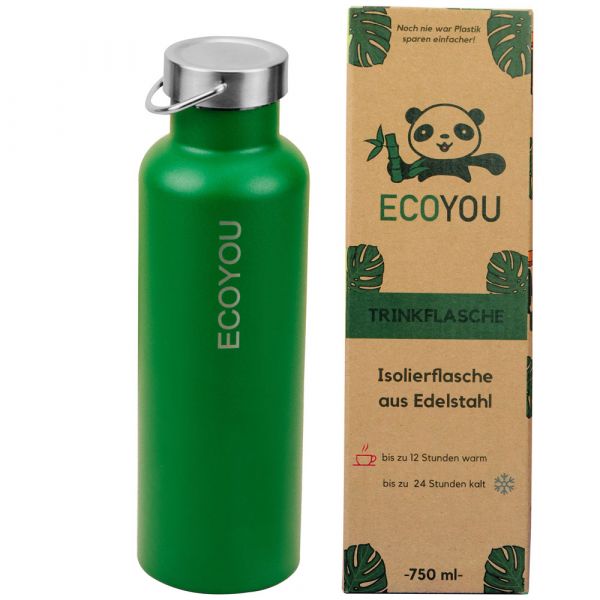 ECOYOU Edelstahl Trinkflasche grün 750 ml