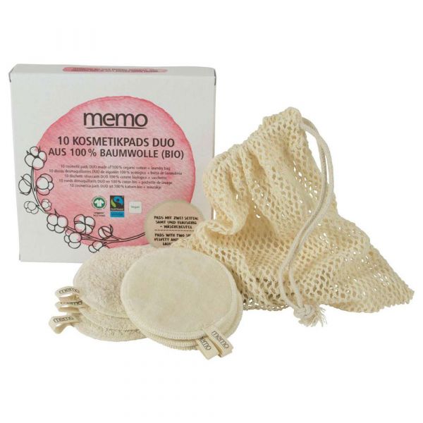 Memo Bio-Baumwoll-Kosmetik Pads DUO inkl. Wäschebeutel