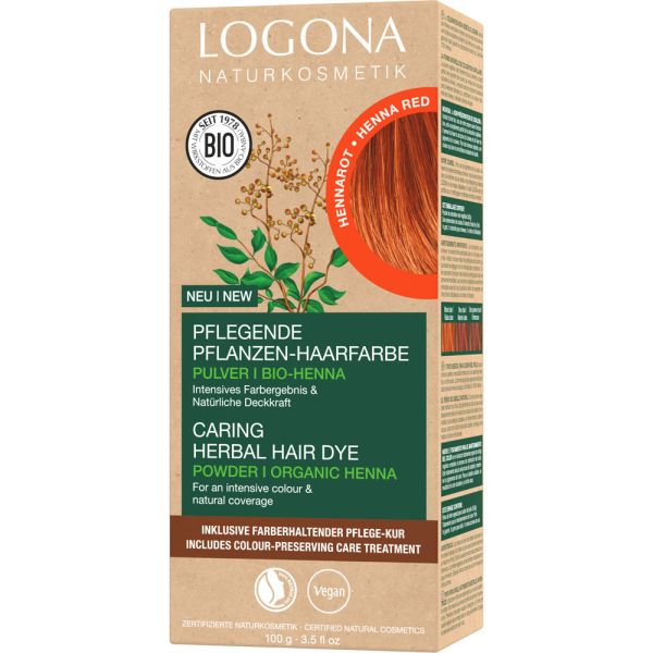 Logona Pflegende Pflanzen-Haarfarbe Pulver Hennarot 04
