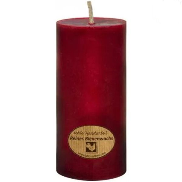 Kerzenfarm Hahn Bienenwachs-Stumpenkerze rot 45x95