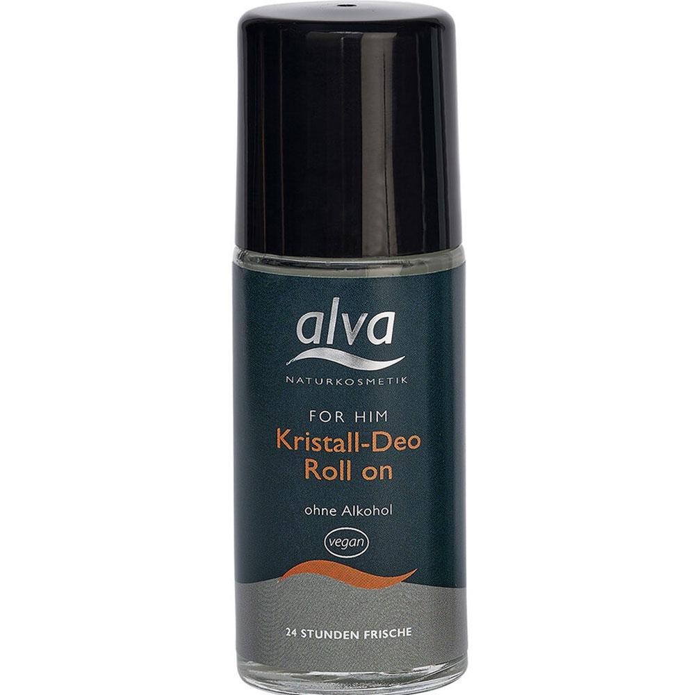 Kristall Deo Ohne Alkohol Alva For Him Pure Nature Deo Roll-On  50 Ml, Mit  Kalium Alaun & Bio-Aloe Vera, Vegan & Alkoholfrei Kristall Deo Roll-on