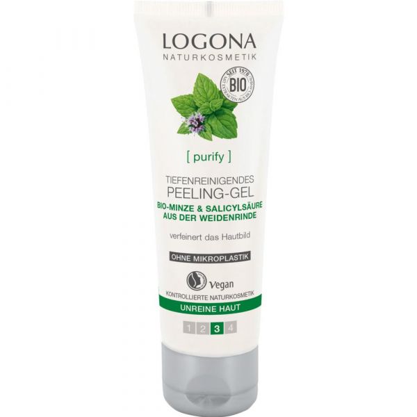 Logona tiefenreinigendes Peeling-Gel Bio-Minze & Salicylsäure aus Weidenrinde