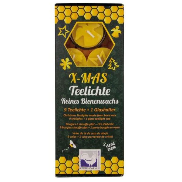 Kerzenfarm Hahn Bienenwachs Teelicht Motiv Glas