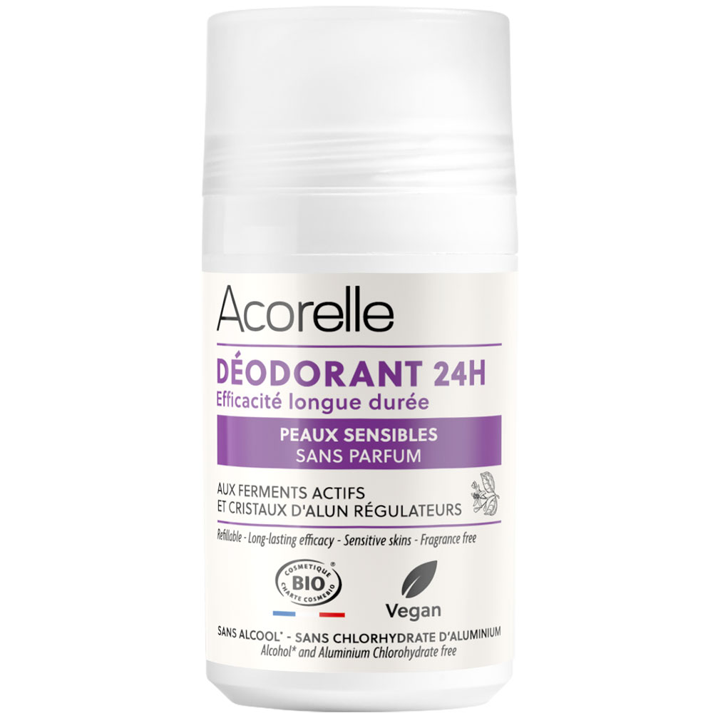 Florame Bio Deodorant 24 Stunden Mandelblüte – 50 Ml, Roll-On, Mit Hamamelis & Sonnenblumenöl, COSMOS Organic Zertifiziert, Für Zarte Achselhaut