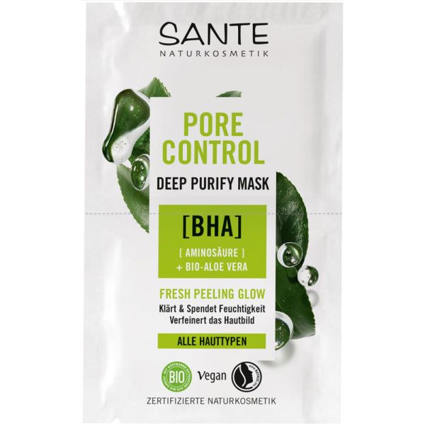 Sante Pore Control Tiefenreinigungsmaske Aktivkohle BHA & Niacinamid Komplex