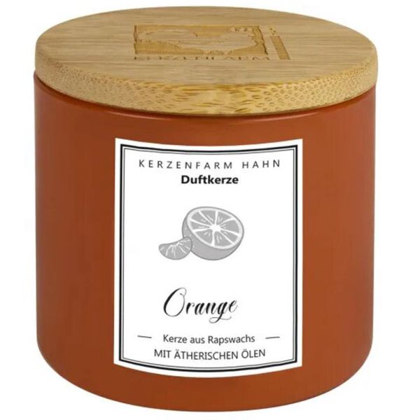 Kerzenfarm Hahn Duftkerze Trendglas orange
