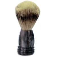 Gold Dachs Rasierpinsel Silberspitzhaar Kunststoff grau marmoriert