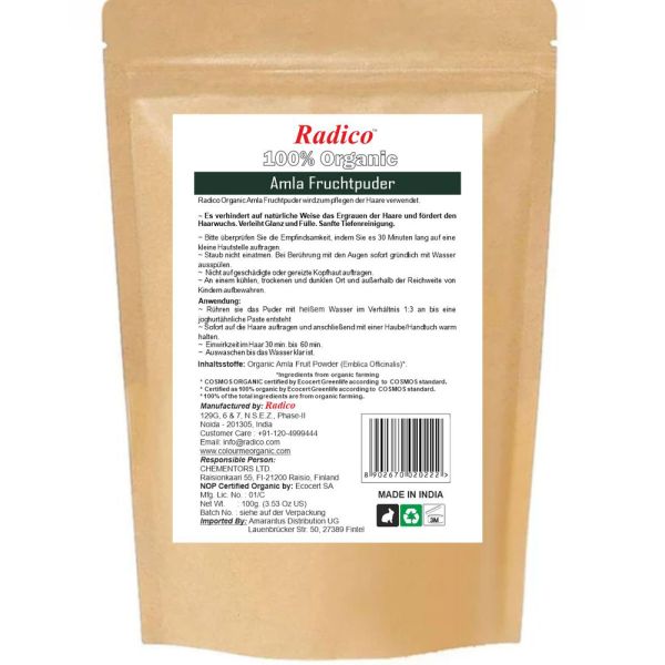 Radico Organische Kräuterpflegepackungen Amla Radico Organische Kräuterpflegepackungen Amla