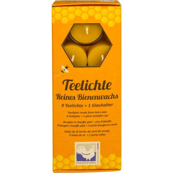 Kerzenfarm Hahn Bienenwachs Teelichte mit Glashalter Kerzenfarm Hahn Bienenwachs Teelichte mit Glashalter