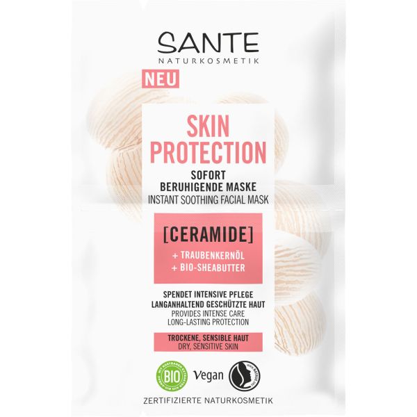 Sante Skin Protection Sofort Beruhigende Maske Ceramide  Traubenkernöl & Bio-Sheabutter