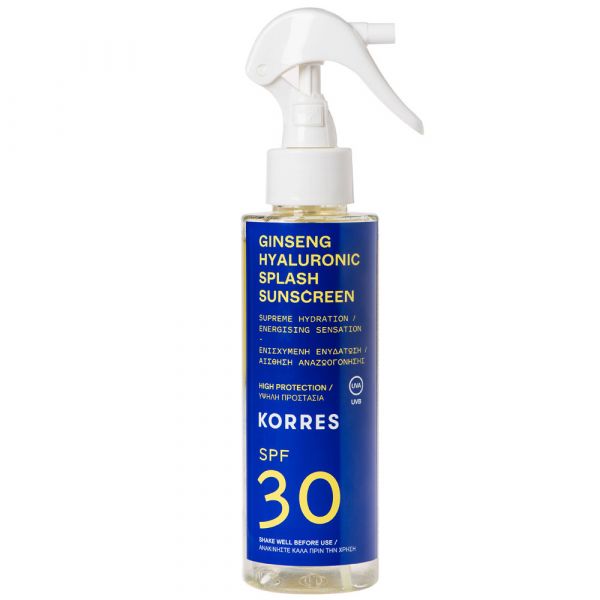 Korres GINSENG HYALURONIC SPLASH 2-Phasen-Sonnenschutzspray für Gesicht und Körper SPF30