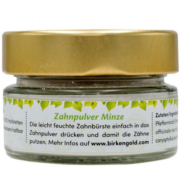 Birkengold Zahnpulver Minze Glas