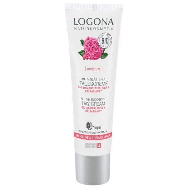 Logona aktiv glättende Tagescreme Bio-Damaszener Rose & Kalpariane