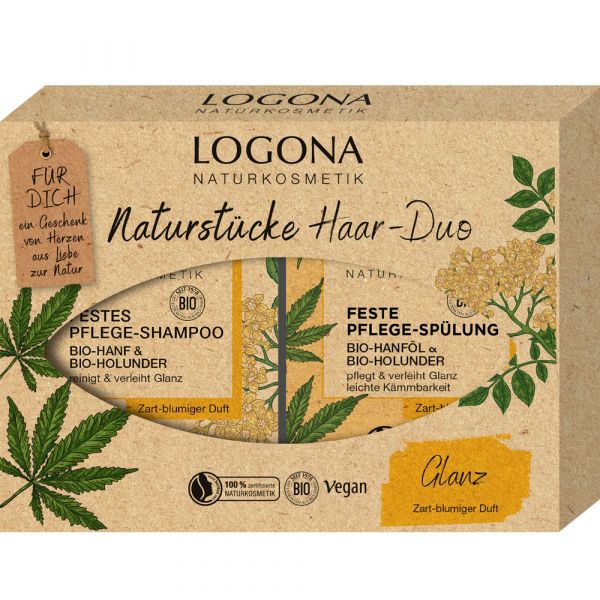 Logona Geschenkset Naturstücke Haar-Duo Shampoo & Spülung Bio-Hanf & Bio-Holunder Logona Geschenkset Naturstücke Haar-Duo Shampoo & Spülung Bio-Hanf & Bio-Holunder