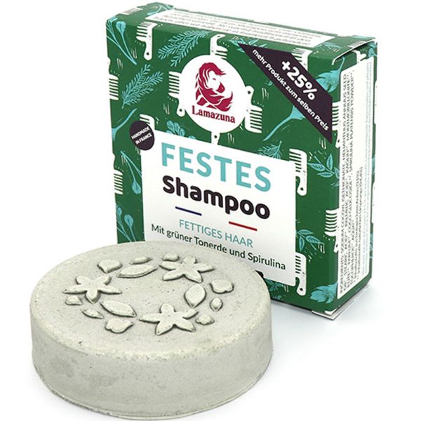 Lamazuna Festes Shampoo Fettiges Haar Grüne Tonerde und Spirulina