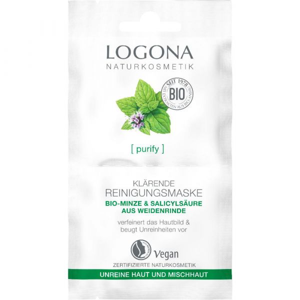 Logona Klärende Reinigungsmaske Bio-Minze & Salicylsäure aus der Weidenrinde Logona Klärende Reinigungsmaske Bio-Minze & Salicylsäure aus der Weidenrinde
