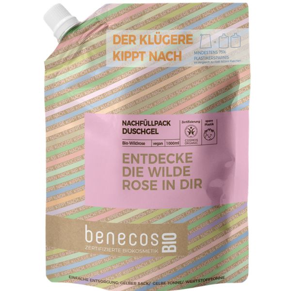 Benecos Duschgel Wildrose 1 Liter Refill