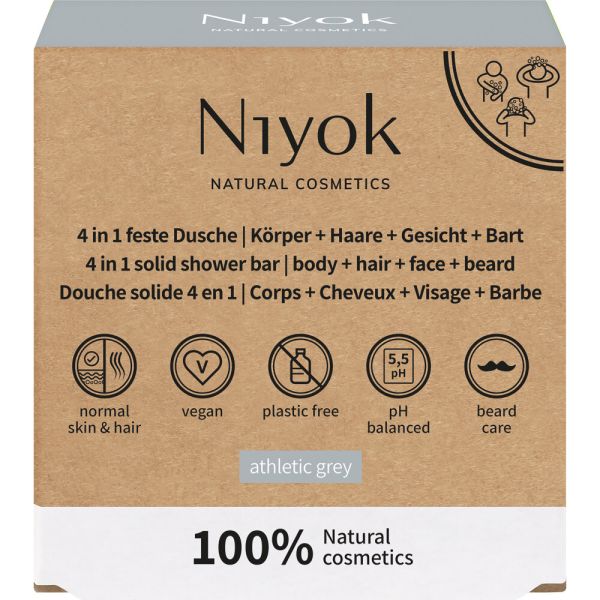 Niyok 4 in 1 feste Dusche Körper + Haare + Gesicht + Bart Athletic grey