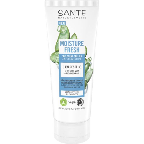 Sante Moisture Fresh 3in 1 Creme Peeling Lavagestein, Bio-Aloe-Vera & Bio-Avocadoöl