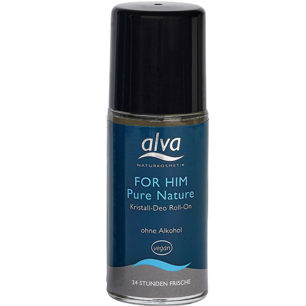 Alva Pure Nature Kristall Deo Roll-on – Ohne Alkohol, Vegan, 24h Schutz