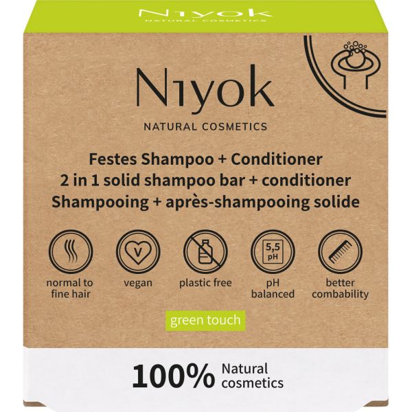 Niyok 2 in 1 festes Shampoo & Conditioner Green Touch