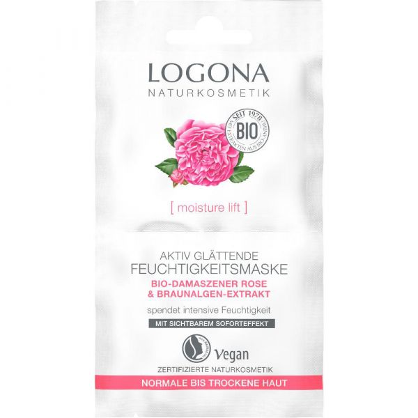 Logona Aktiv Glättende Feuchtigkeitsmaske Bio-Damaszener Rose