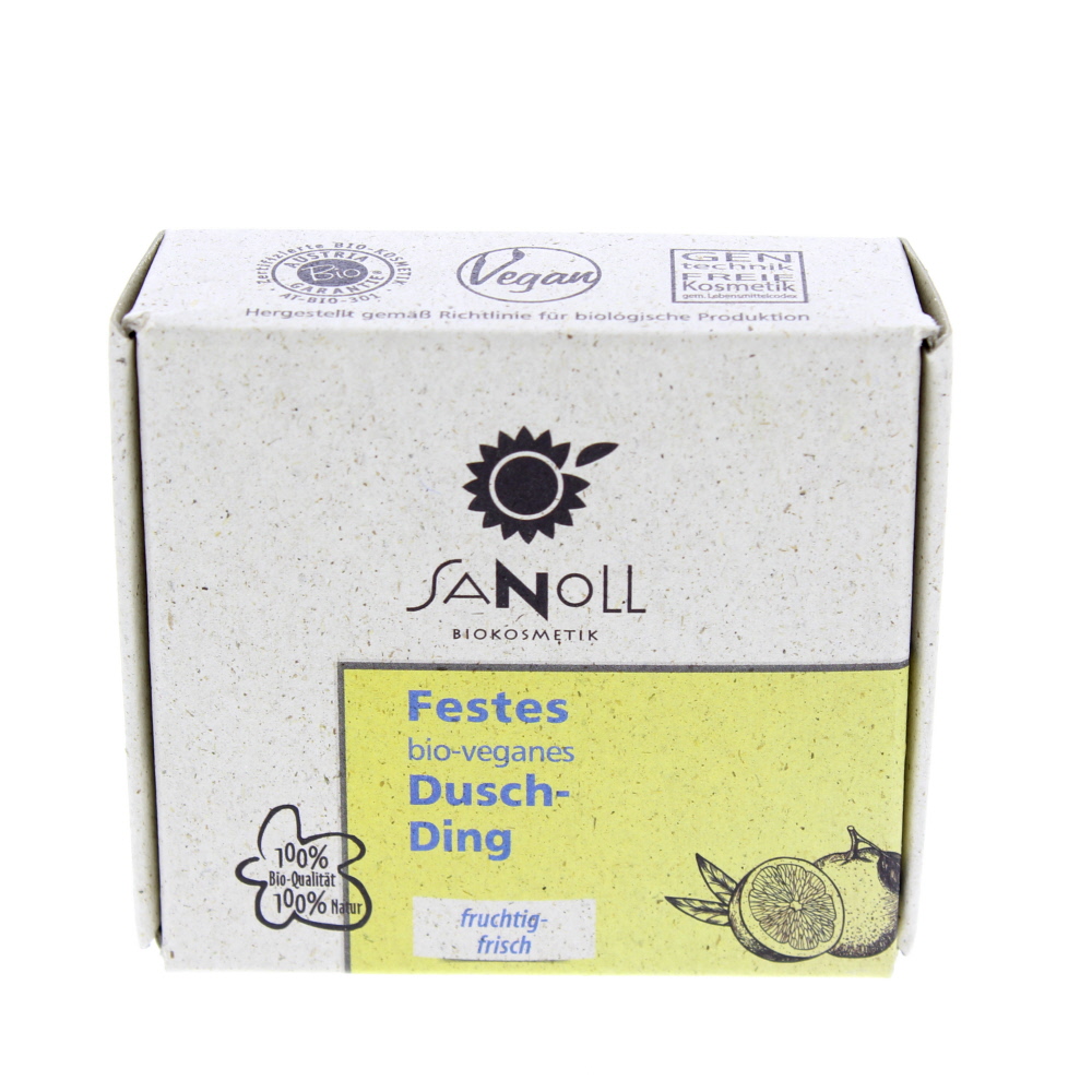 Sanoll Festes bio vegan Douche fraîche et fruitée 80 g - Gel douche