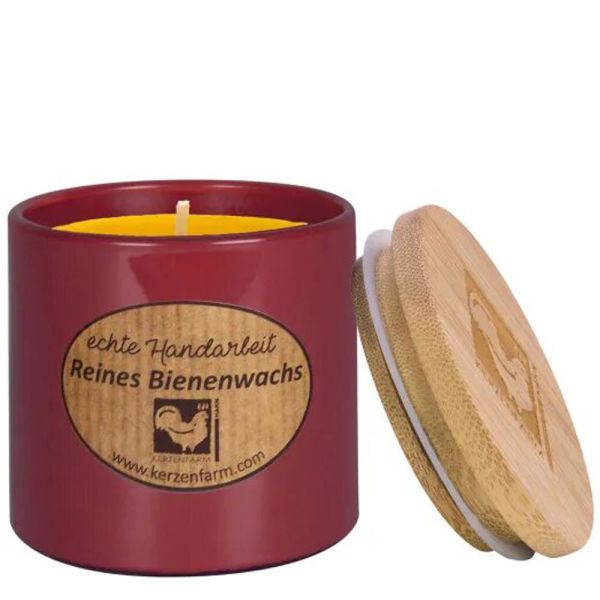 Kerzenfarm Hahn Bienenwachskerze Trendglas dunkelrot