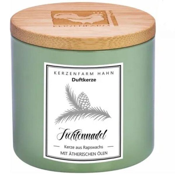 Kerzenfarm Hahn Duftkerze Trendglas grün Fichtennadel