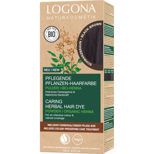Logona Pflegende Pflanzen-Haarfarbe Pulver Schwarzbraun 11