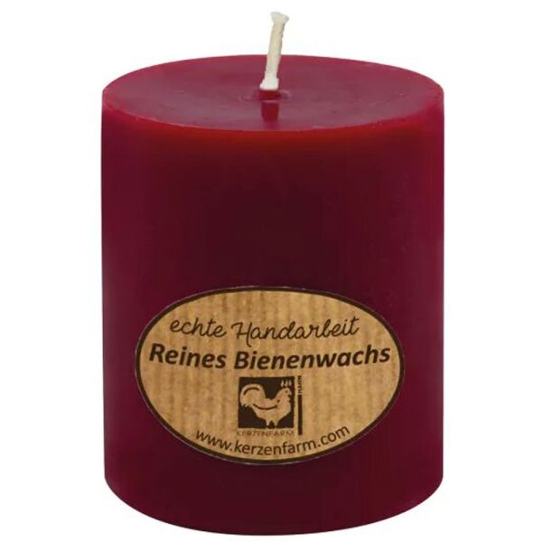 Kerzenfarm Hahn Bienenwachs-Stumpenkerze rot 65x75