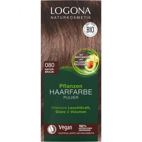 Logona Pflanzenhaarfarbe Pulver 080 naturbraun