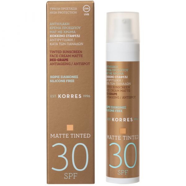 Korres RED GRAPE Anti-Ageing Anti-Spot getönte Sonnencreme für das Gesicht SPF30 - Matt
