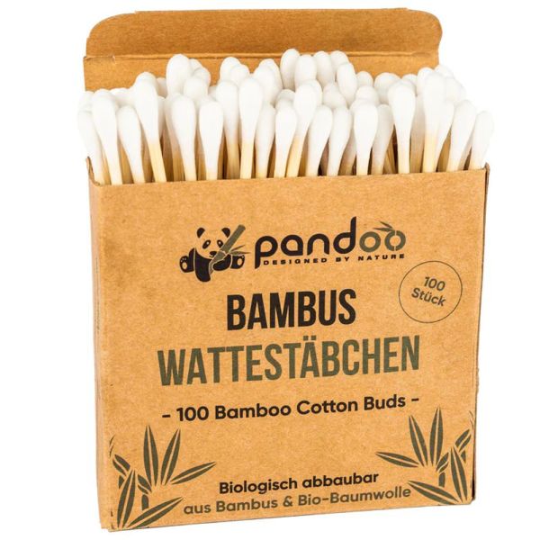 pandoo Bambus-Wattestäbchen Natur 100 Stück