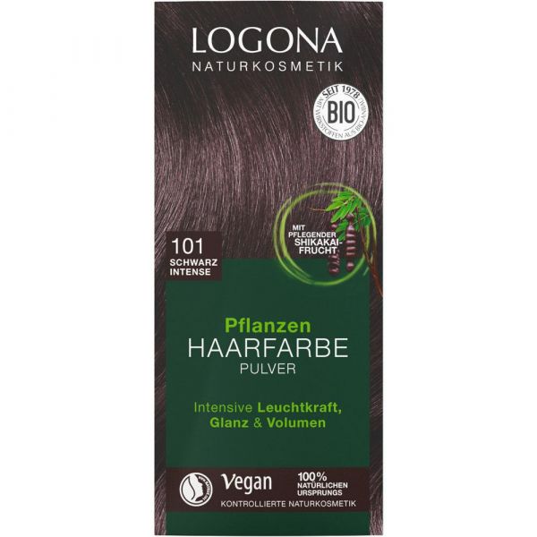 Logona Pflanzenhaarfarbe Pulver 101 schwarz intense Logona Pflanzenhaarfarbe Pulver 101 schwarz intense