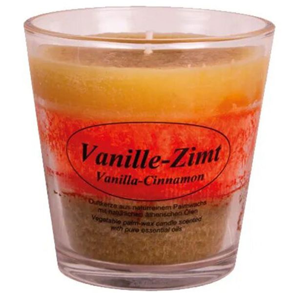 Kerzenfarm Hahn Stearin Duftkerze im Glas Vanille Zimt