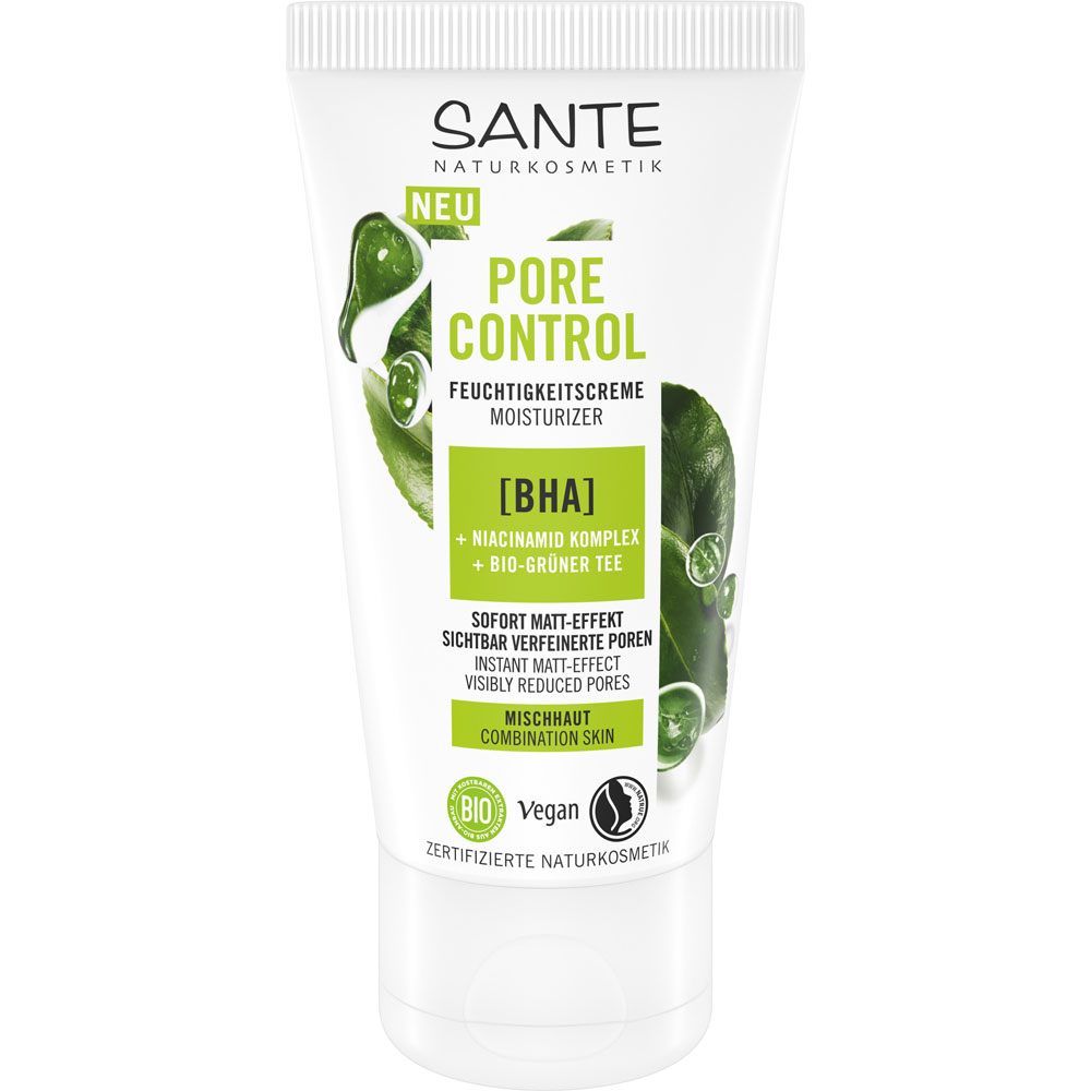 Sante Pore Control Feuchtigkeitscreme BHA Niacinamid Komplex & Bio-Grüner  Tee