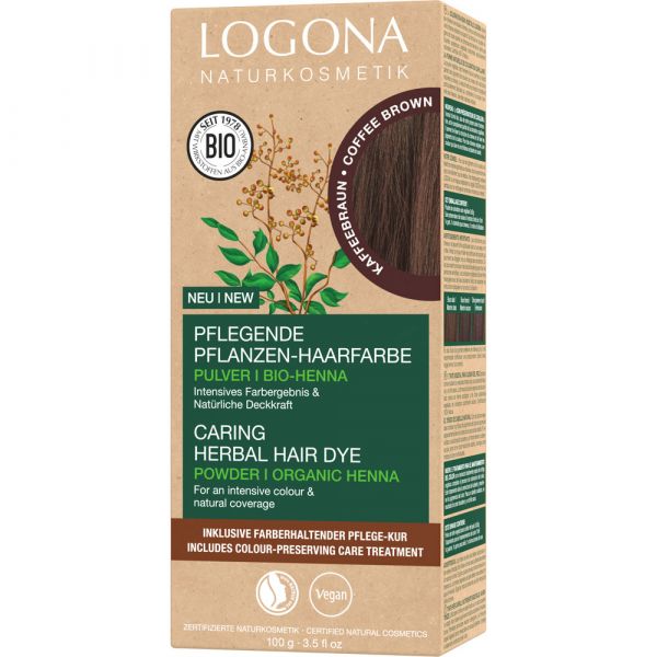 Kaffeebraun Pflegende Pflanzen-Haarfarbe Logona 10 Pulver