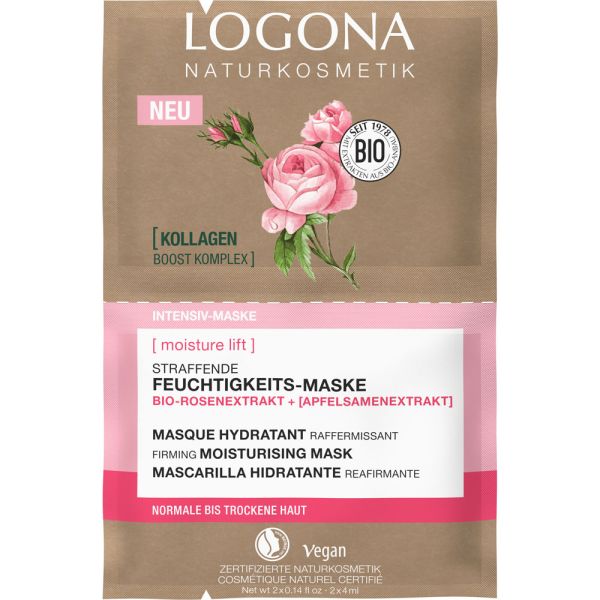 Loogna Straffende Feuchtigkeits-Maske Bio-Rosenextrat & Bio-Apfelsamenextrakt