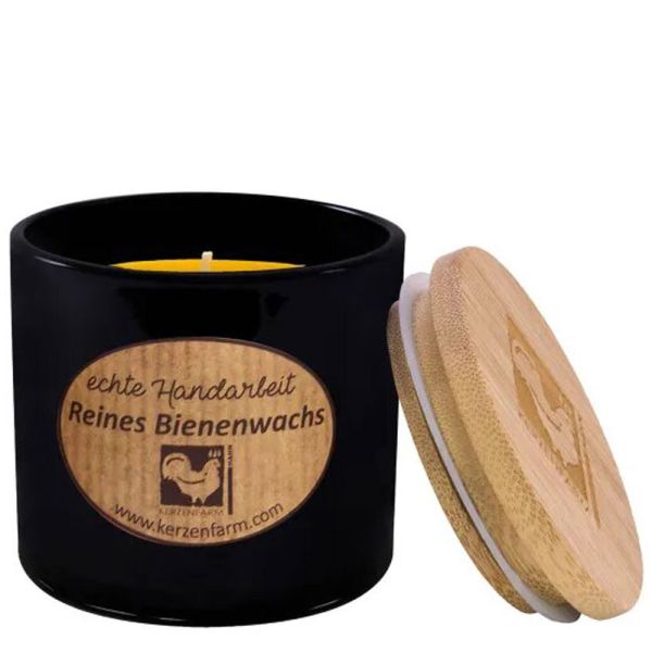 Kerzenfarm Hahn Bienenwachskerze Trendglas schwarz