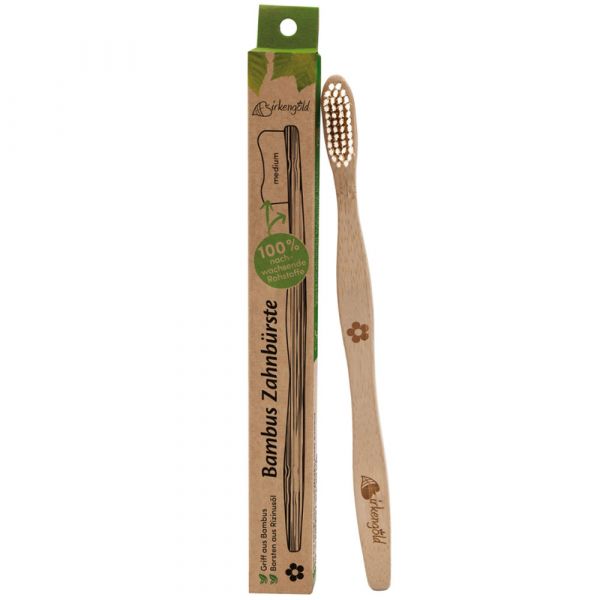 Birkengold® 100% nachhaltige Bambuszahnbürste mit Rizinusölborsten Erwachsene Birkengold® 100% nachhaltige Bambuszahnbürste mit Rizinusölborsten Erwachsene